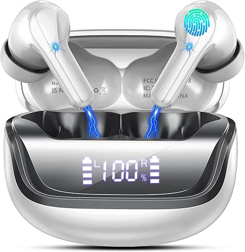 Miniatura 9 de Auriculares inalámbricos, auriculares Bluetooth 5.4 estéreo de graves profundos, auriculares intrauditivos con micrófonos ENC con cancelación de