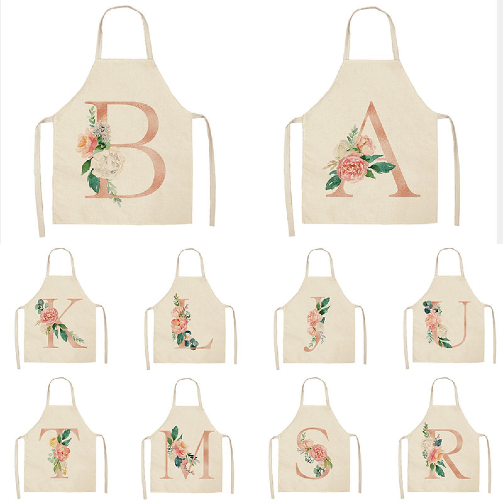 Delantal De Lino Y Algodón Sin Mangas Para Damas/niños, Patrón De Letras Rosas, Delantal De Cocina Para Hornear, Restaurante, Chef, Camarero, Uniforme De Trabajo, Herramientas De Limpieza Del Hog