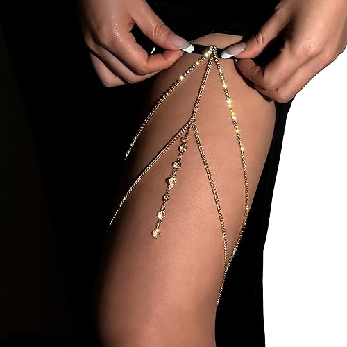 Miniatura 2 de Sexy Beach Multi-layere Leg Chain Crystal Thigh Chain Jewelry Summer Rhinestone Thigh Leg Chain Bikini Body Thigh Chain Jewelry for Women