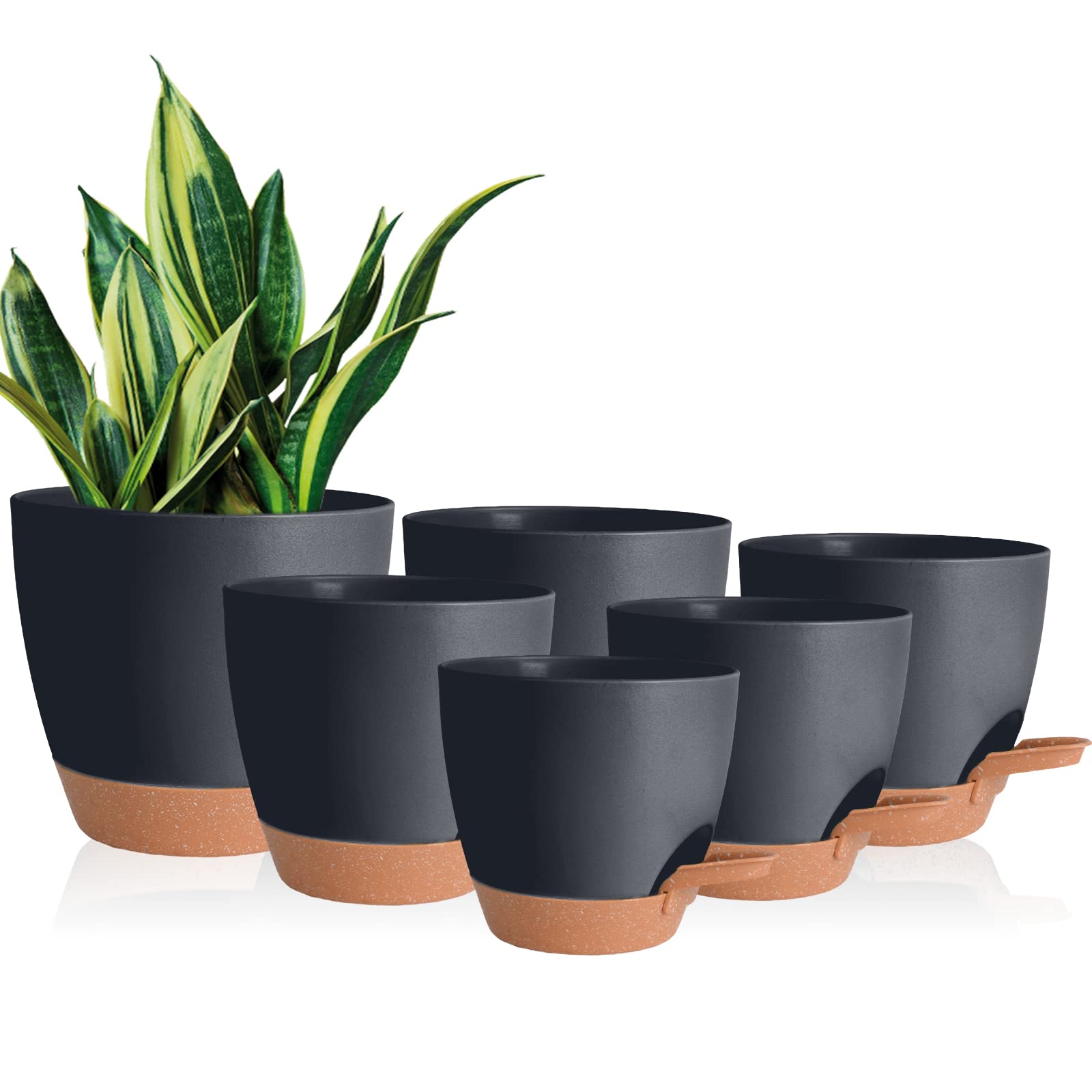 Vanslogreen Jardinières pour Plantes d'intérieur de 20,3 cm, 17,2 cm, 16,5 cm, 14,9 cm, 14,9 cm, 14,9 cm, 13,9 cm, 13,9 cm, 13,9 cm, avec Trou de Drainage, Pots de Fleurs en Plastique pour Plantes