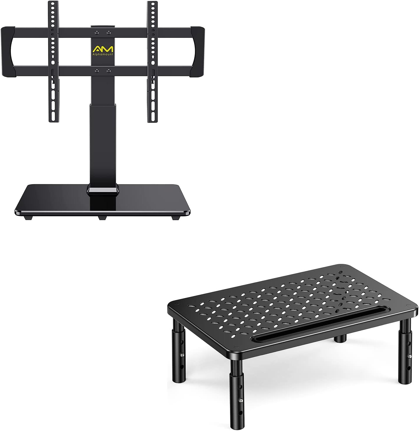 Set of 2, TV Stand and Monitor Stand for Desk Electronics