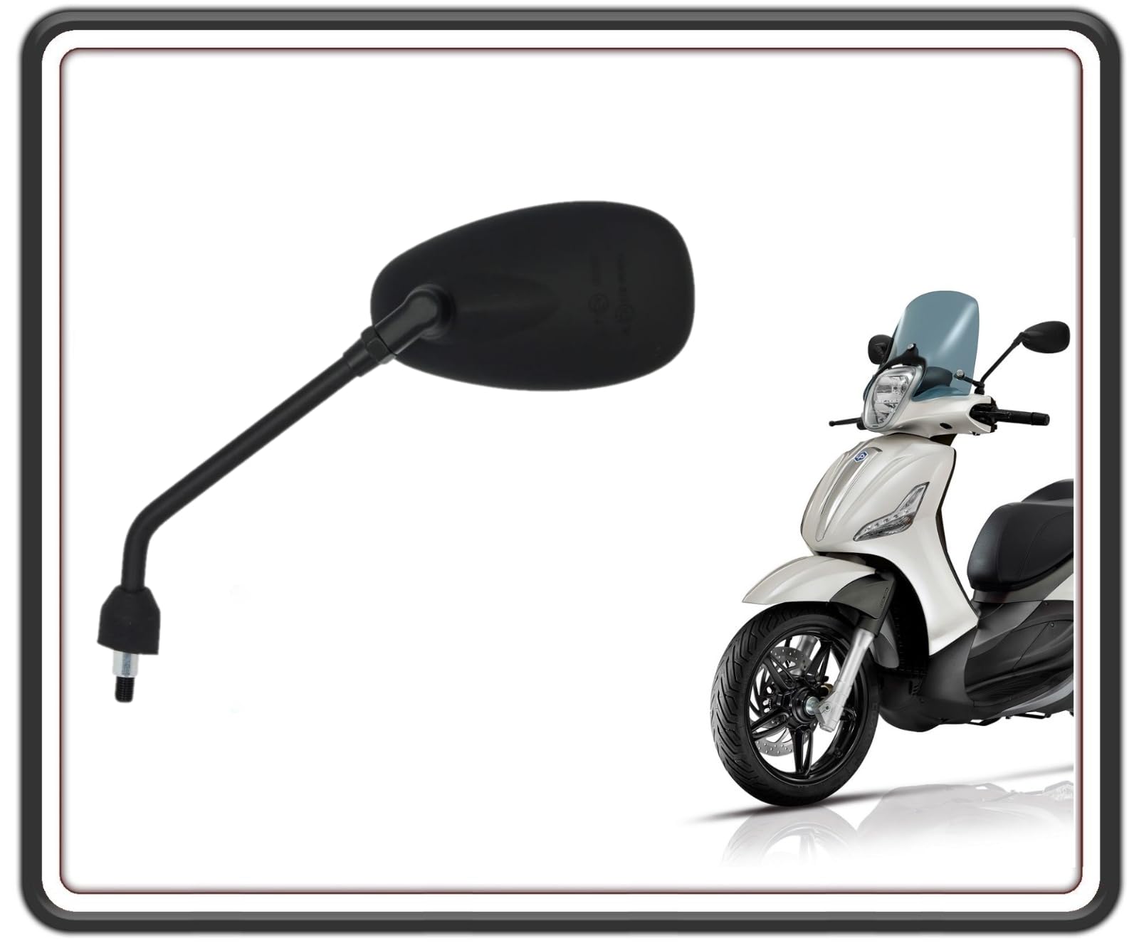 SPECCHIO SPECCHIETTO RETROVISORE NERO LATO SINISTRO PER PIAGGIO BEVERLY 125 FINO AL 2015 - BEVERLY 300 DAL 2010 AL 2020 - PIAGGIO BEVERLY 350 DAL 2012 al 2021 ORIGINALE.