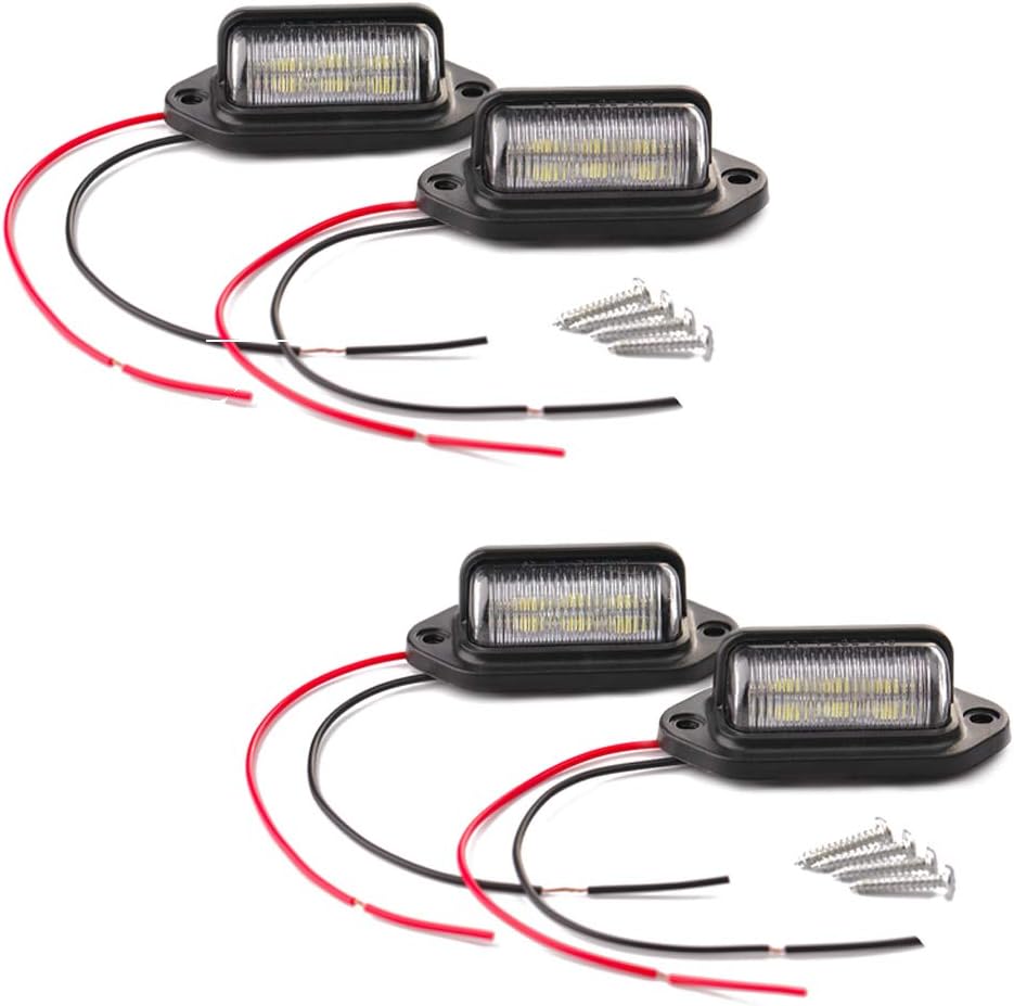 4PCS 12V LED Exterior License Plate Tag Light, Interior Courtesy Dome/Roof Trunk/Cargo Underhood Lamp, Total 12 White SMD Bulb, Waterproof/Rainproof, Legal for Car Truck RV Trailer