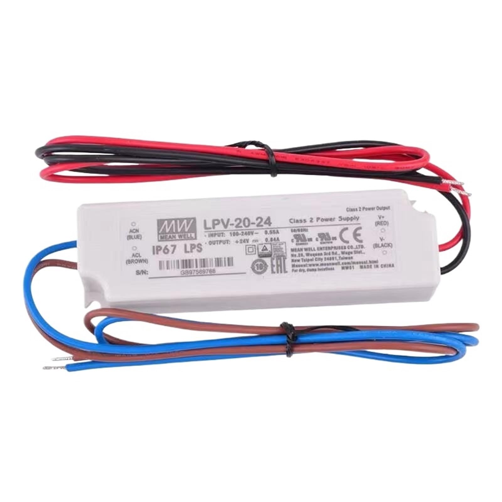 LPV-20-24 24V 0.84A 20W Single Output Switching Power Supply IP67 AC-DC LED Constant Voltage