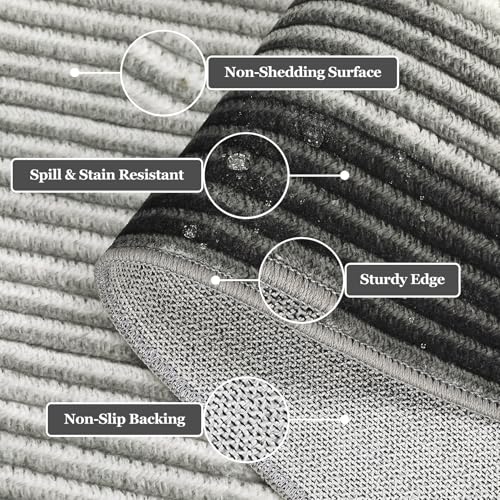 GarveeHome Machine Washable Rugs 5x7 Rugs for Bedroom Living Room, Modern Border Solid Rug Non-Slip Stain Resistant Neutral Accent Carpet for Dining Room Table Apartment Office Grey