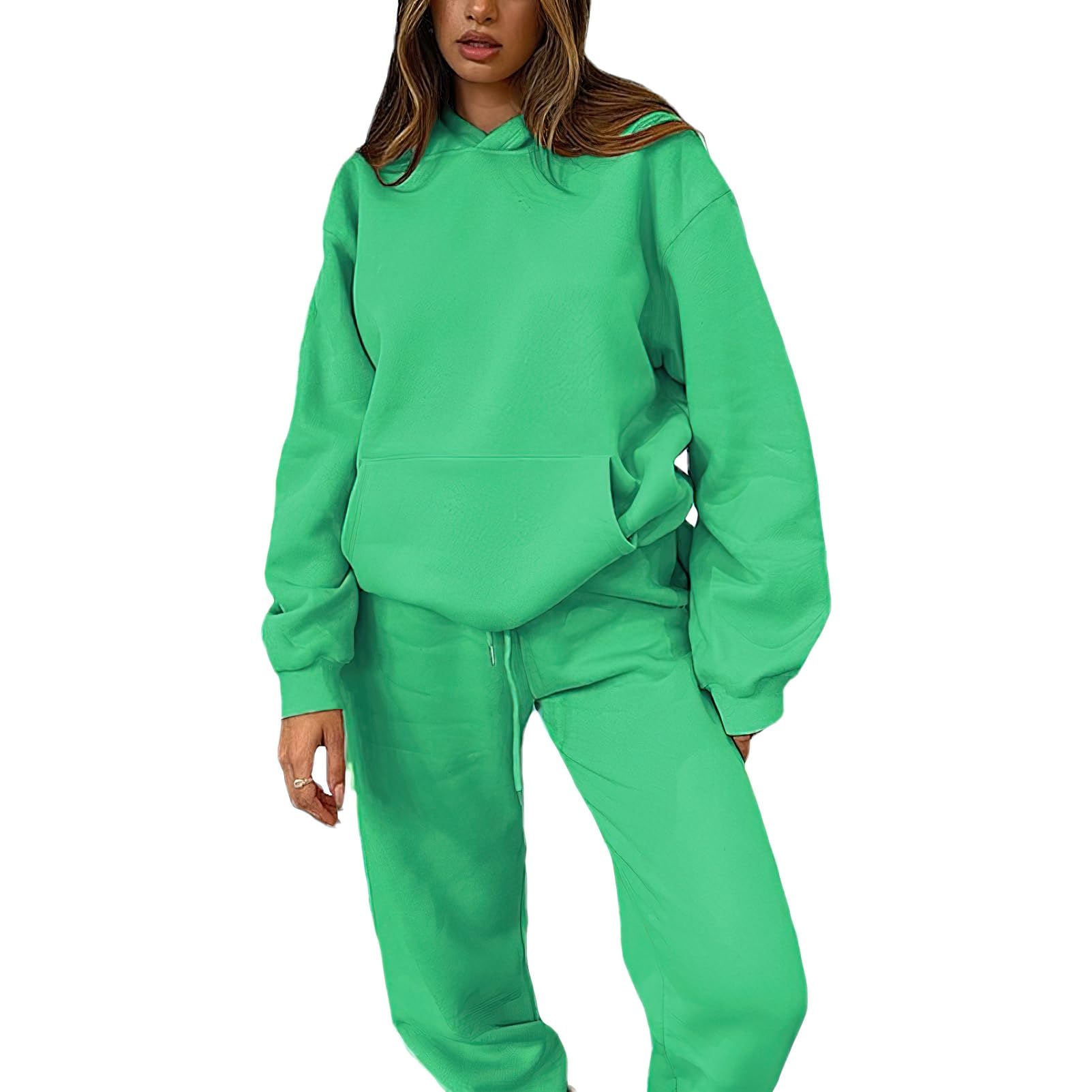 amropi Survêtement Femme Ensemble Chaud Pullover Sweat-Shirt à Capuche et Pantalon Jogging