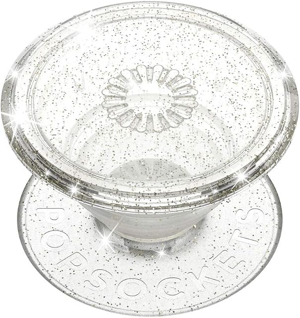 PopSockets: PopGrip - Expanding Stand and Grip with a Swappable Top for Smartphones and Tablets - Clear Glitter Silver