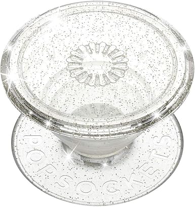 PopSockets Translucent Phone Grip with Expanding Kickstand, PopSockets for Phone, Adhesive Grip, Translucent PopGrip - Clear Glitter Silver