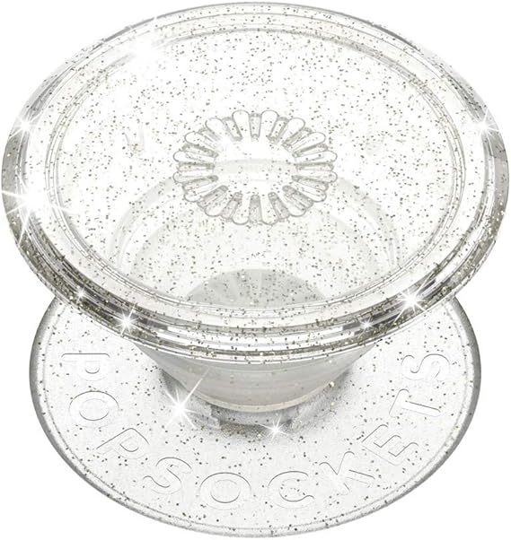 PopSockets Translucent Phone Grip with Expanding Kickstand, PopSockets for Phone, Adhesive Grip, Translucent PopGrip - Clear Glitter Silver