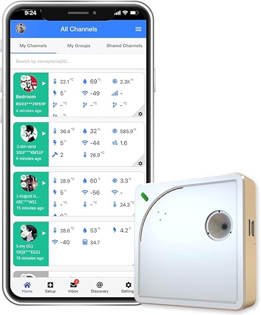 Ubibot WS1 WiFi Temperature Sensor, Wireless Thermometer Hygrometer, Humidity Monitor, Remote Data Logger with Free App Email Alerts, IFTTT Thermometer,(2.4GHz WiFi only,no hub required)