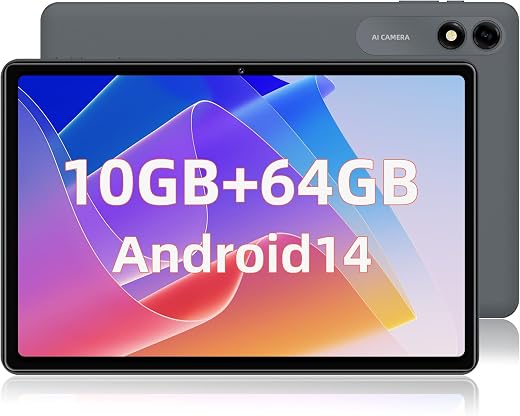 10 Zoll Tablet, Android 14 Tablets, Octa-Core, 10 GB RAM 64 GB ROM 1 TB Erweiterung, FHD Touchscreen, Tablet PC mit 8000 mAh, Widevine L1, WiFi,…