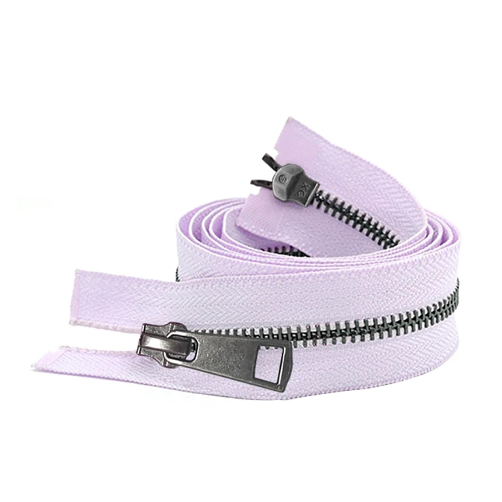 5/10 Uds. 30/40/50/60/70/80 cm 5# coloridos deslizadores dobles de extremo abierto cremallera Metal negro DIY tela bolsillo artesanal(Purple,50cm,10 Pcs)
