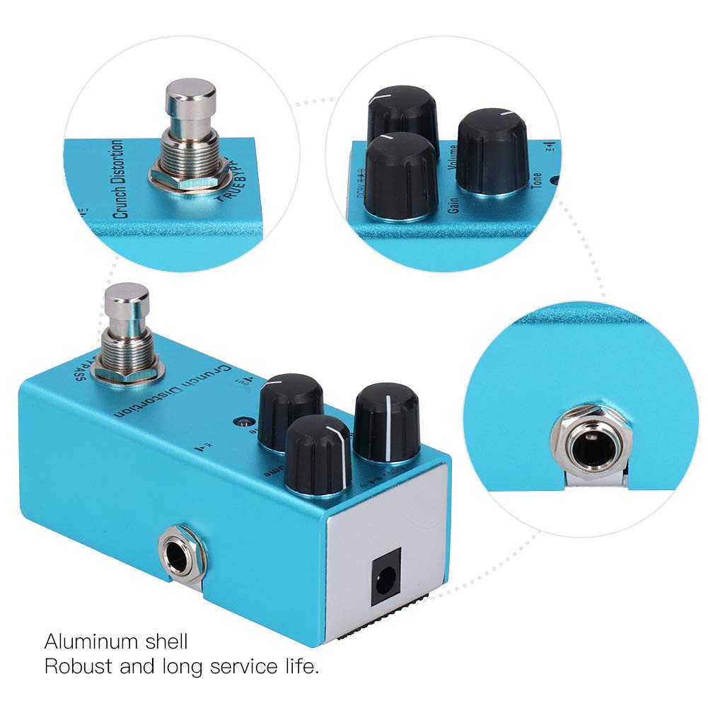 Alomejor E-Gitarren-Effektpedal, Crunch Distortion mit True Bypass, Einstellbarer Tonlautstärke für Klassischen Rock-Sound