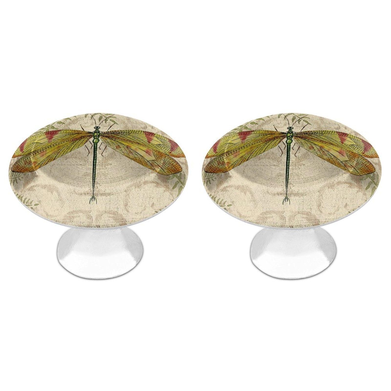 Vstadank Style Dragonfly Dragonflies Vintage Cabinet Knob 2 Pack Round Drawer Pull Kitchen Cabinet Hardware Stainless Steel Dresser Drawer Knob Simple Cabinet Pull For Dresser Closet Door Knobs Cupboard