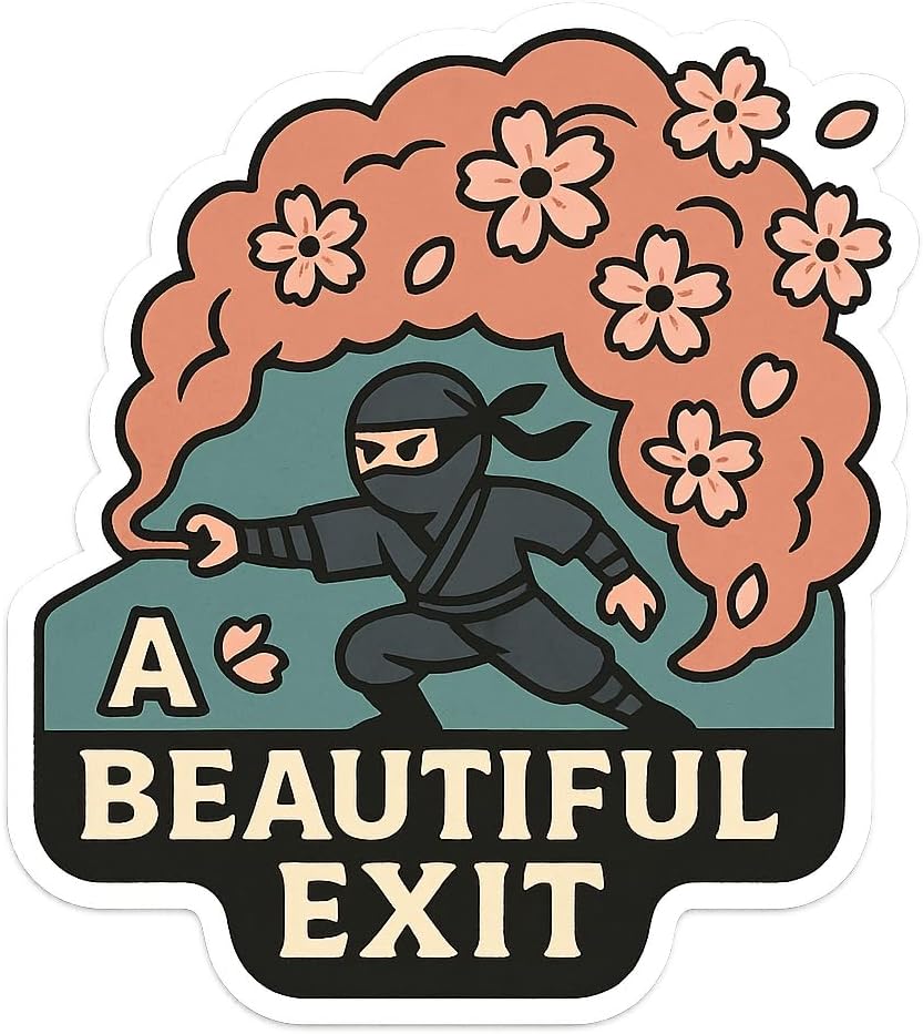 Whimsical Ninja Style Smoke Bomb Cherry Blossom Sticker (2.75" x 3")