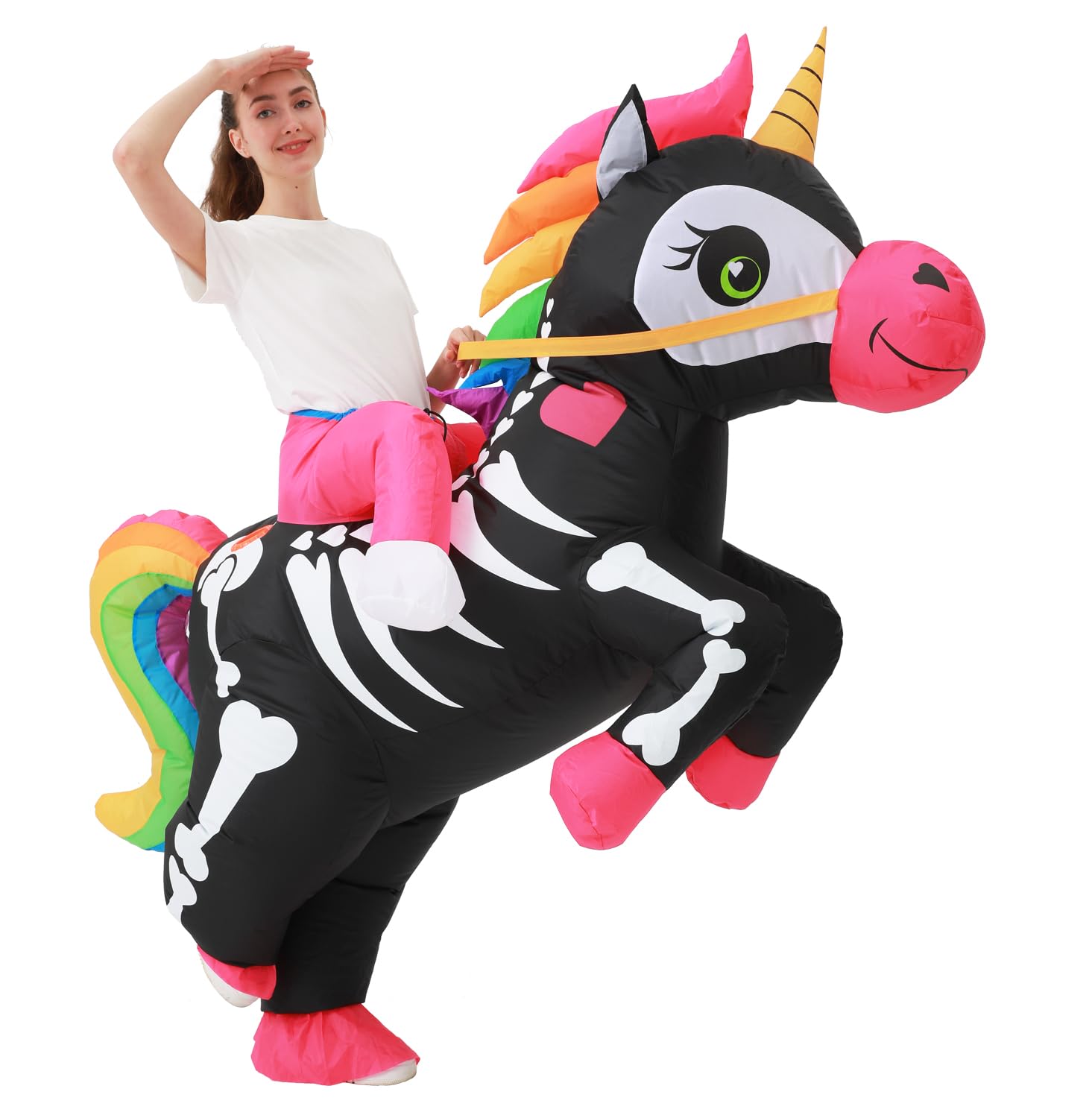 Disfraz inflable de unicornio para Halloween, disfraz de unicornio para adultos