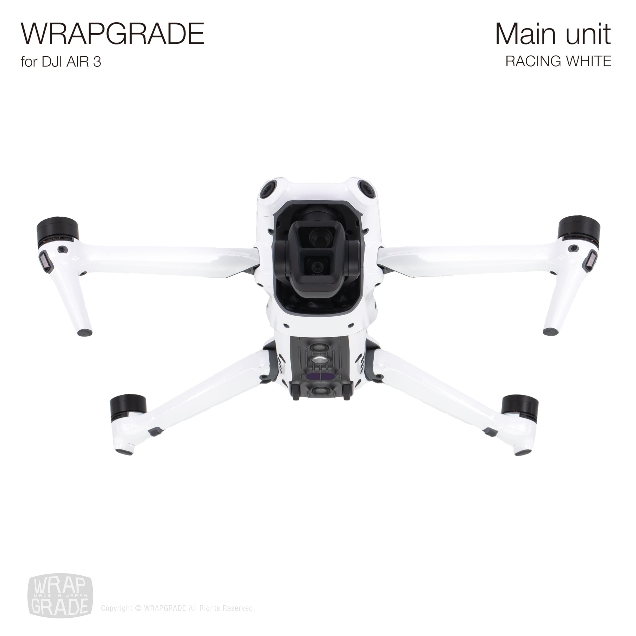 WRAPGRADE Skin Stickers compatible with DJI Air 3, RACING WHITE - Image 4