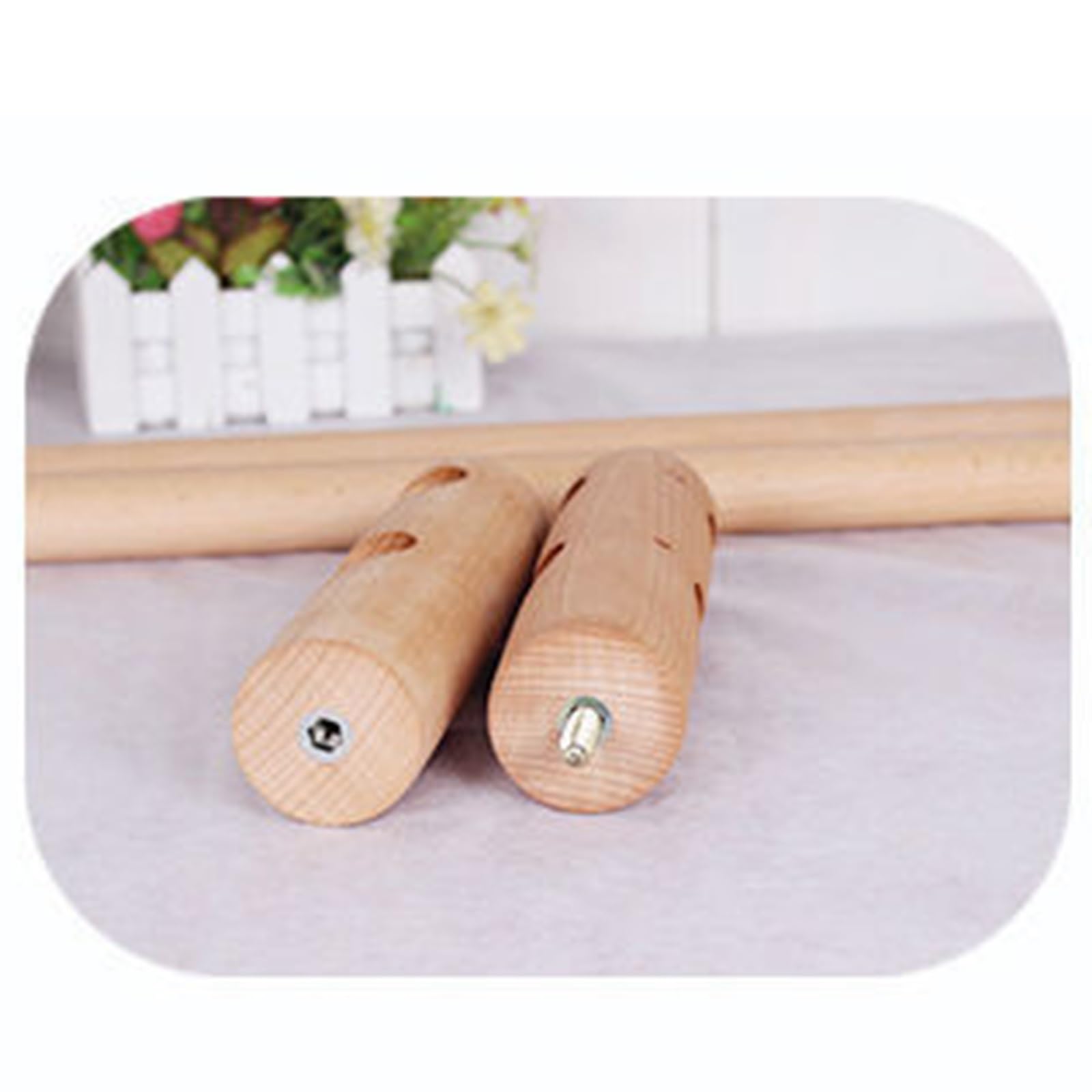 Bastone per tende in legno massiccio spesso, set con doppia asta romana, senza trapano, riutilizzabile, con staffa in legno (210 cm), soluzione elegante e per il trattamento delle finestre