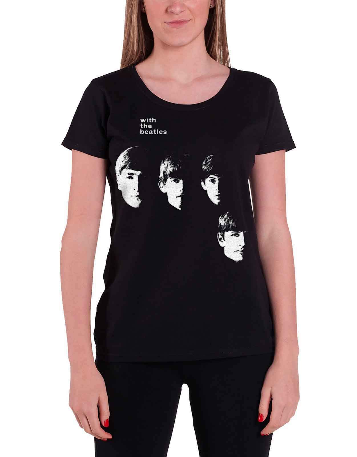 Rock Off Officially Licensed Products Women's Black The Beatles With The Beatles Short Sleeve T-Shirt, Size 14 (Manufacturer Size:x-Large)