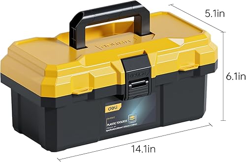 Miniatura 2 de DELI Caja de herramientas de plástico, Organización de caja de herramientas de 12 pulgadas, Caja de herramientas pequeña con cerradura, Mini caja de