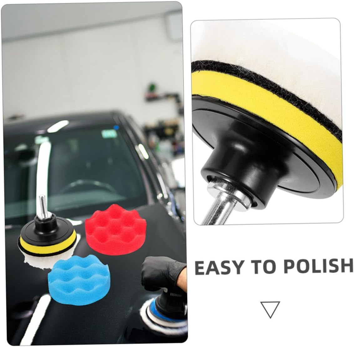 OUNONA 2sets Drill Buffer Polisher Attachment Buffing Sponge Pads Car Waxing and Polishing Kit for Auto Detailing Compatible Car Models Easy to Use Drill Adapter