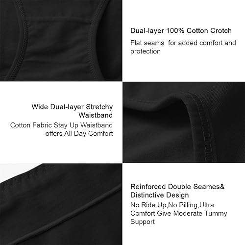 Miniatura 5 de Annenmy Ropa interior de algodón para mujer, de cintura alta, suave, elástica, transpirable, para mujer