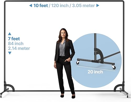 Miniatura 6 de LimoStudio AGG3422 - Soporte de fondo de 10 x 7 pies con ruedas y pantalla negra, soporte ajustable para carteles de fotos para fiestas, eventos,