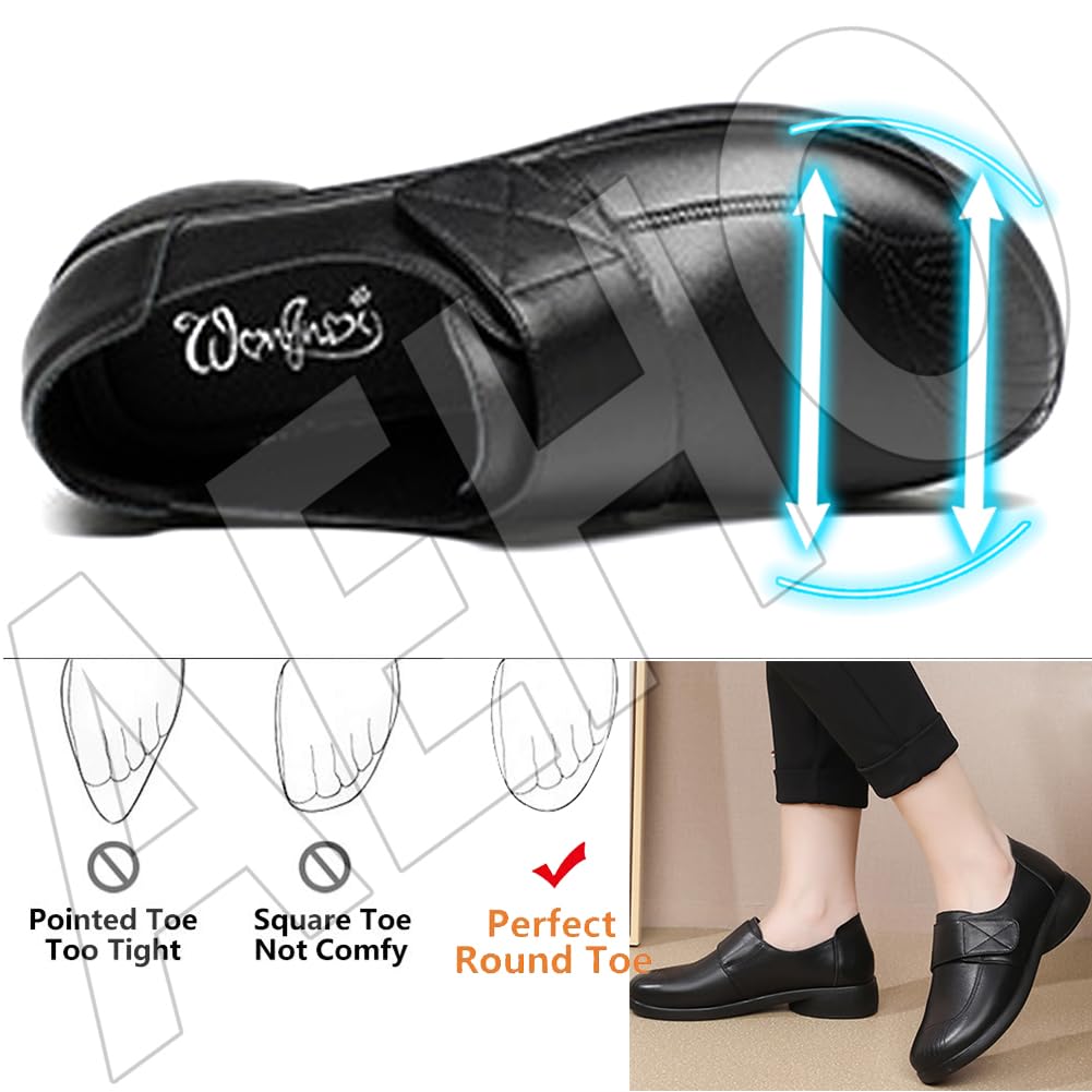 AEHO Scarpe Donna Strappo - Slip On Ortopediche Senza Lacci - Per Piedi Gonfi E Diabetici - Caffè, Taglia 42/260mm