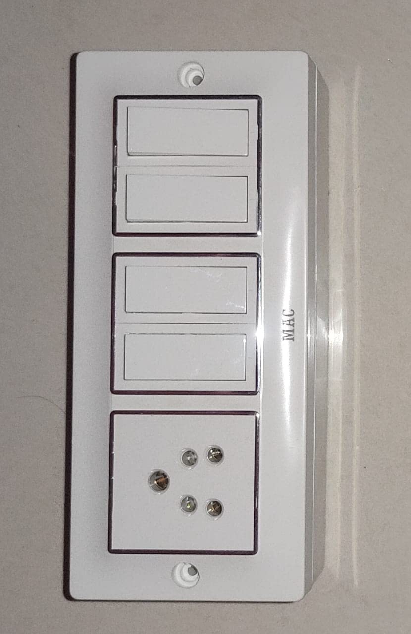 supriya led combined modular junction box wall mounting 6a switch, socket box for domestic purpose (cona) 4 switch, 1 socket