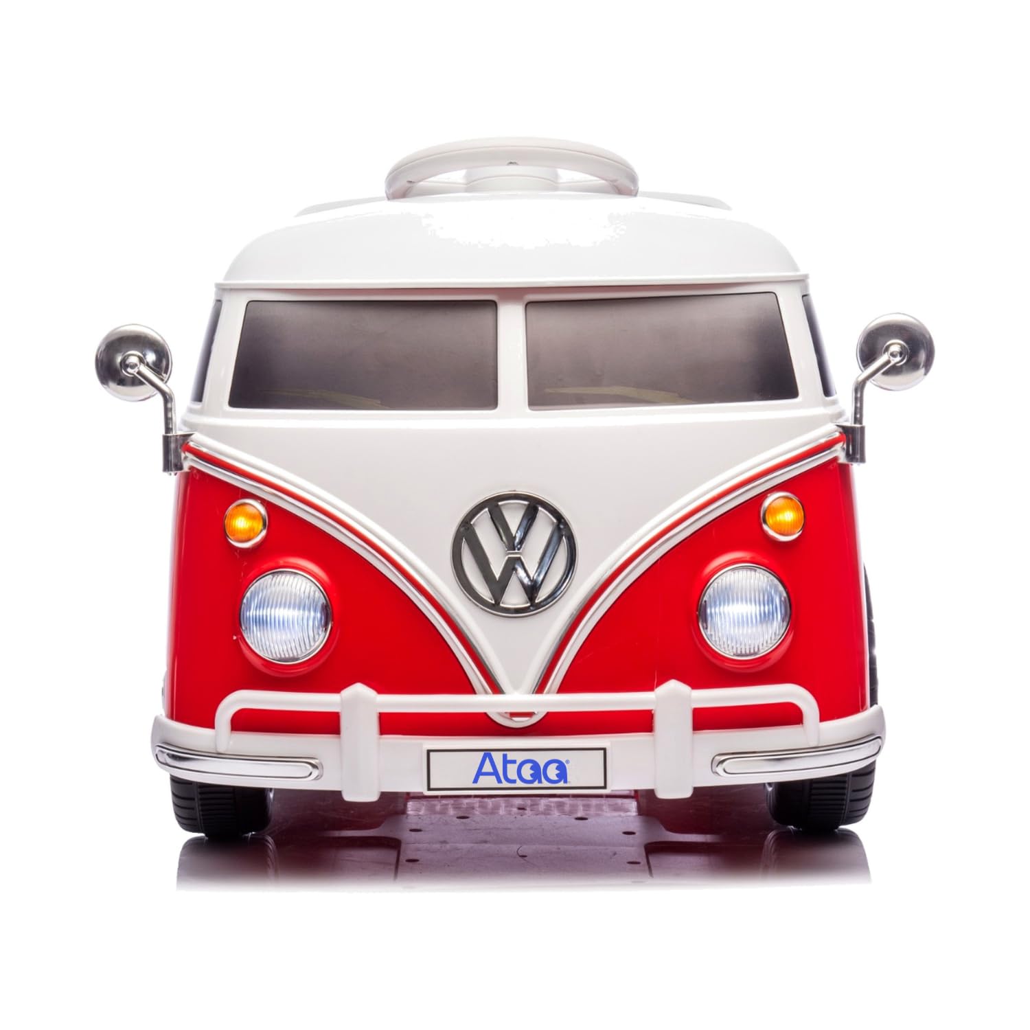 ATAA Furgone elettrico per bambini, Volkswagen Bulli T1, 12 V, licenza ufficiale | Rosso - Con telecomando genitori incluso