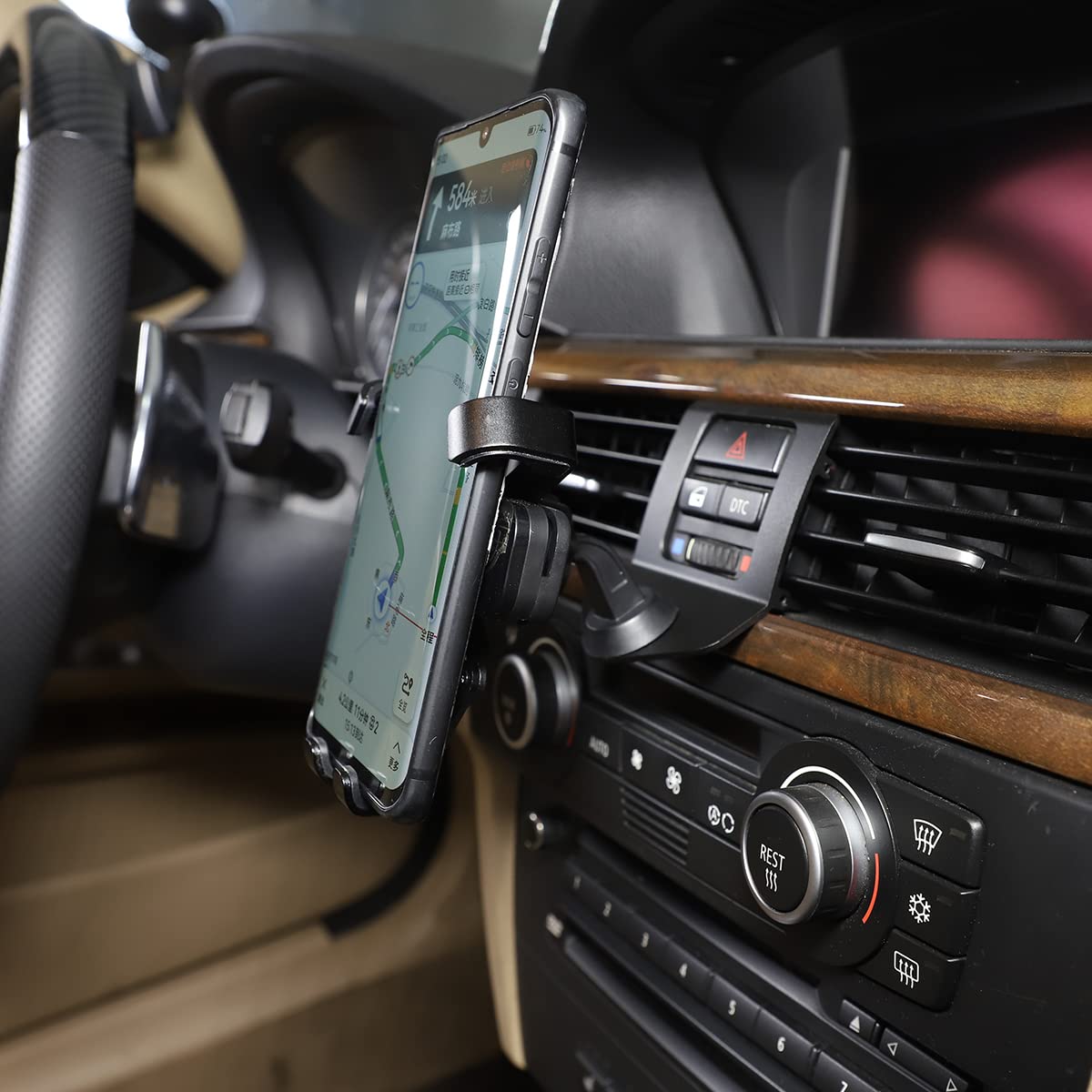 YANER Support de téléphone portable en alliage d'aluminium pour console centrale de voiture pour BMW Série 3 E90 E92 2005–2012 Accessoires de voiture