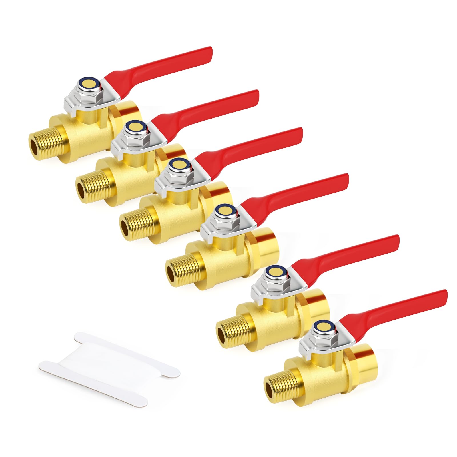 Válvula de bola de latón mini de 1/8 BSP macho x hembra con diseño duradero y resistente, 6 piezas