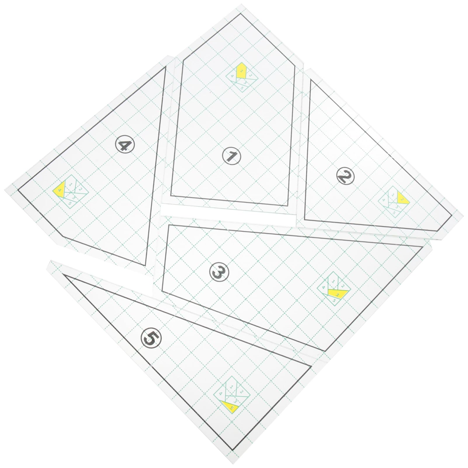 Artibetter 5pezzi Modelli Per Quilting Domestico Righelli Per Trapuntatura Strumenti Per Cucire Fai Da Te Riutilizzabili e Resistenti Per Sartoria e Modellisti