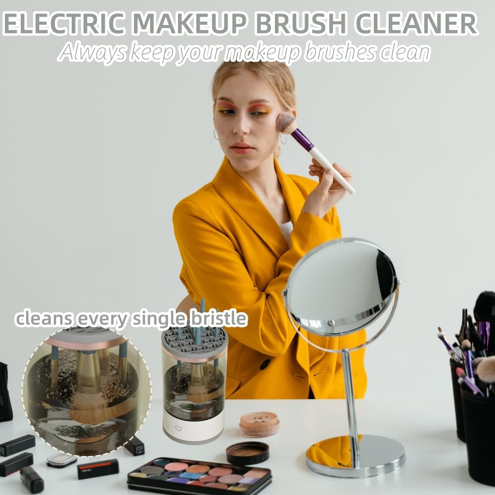 Makeup Brush Cleaner for All Size Makeup Brushes Deep Clean Brushes Blender Clearer Machine Eyeshadow Brush Cleaner Automatic Electric USB Power