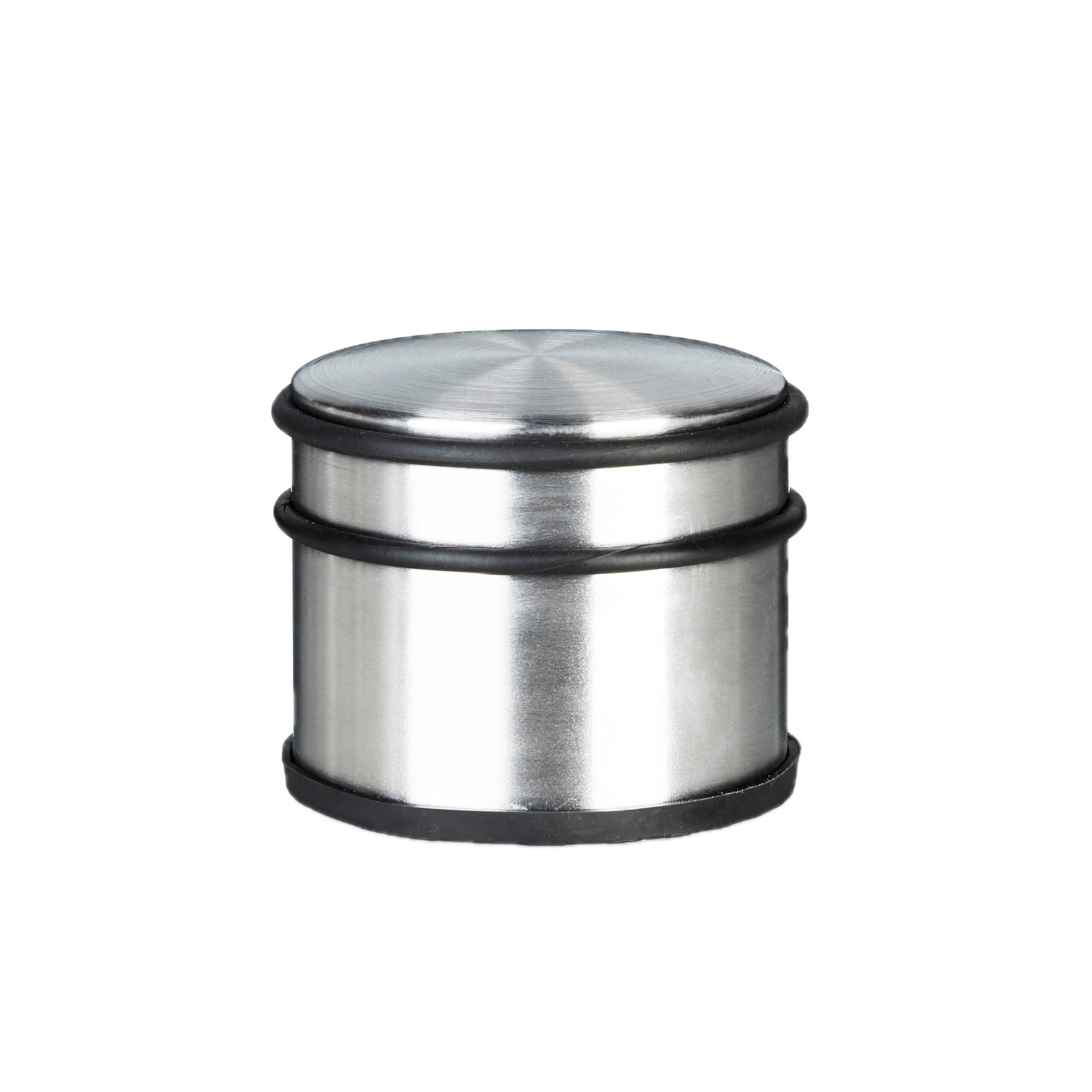 8x Fermaporta, Blocca Porta, Alto, in Acciaio Inox, 1,1kg, Grande, Anelli Antigraffio, Antiscivolo, Argentato