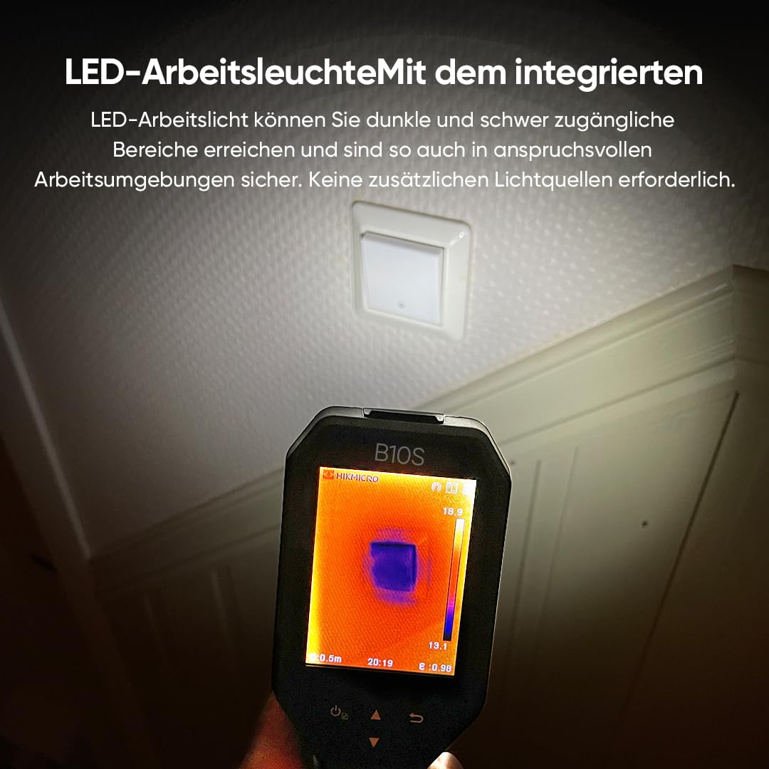 HIKMICRO B10S Wärmebildkamera IR Auflösung 256 x 192, eingebauten 2MP Kamera, Wärmebildkamera für Gebäudeinspektion, 25 Hz Bildwiederholfrequenz, 640 × 480 Auflösung LCD Bildschirm, IP54, -20°C~550°C