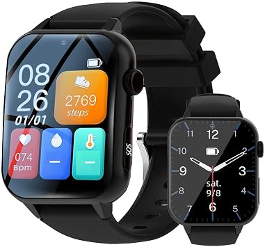 Fall Detection Smart Watch for Seniors Anti-Lost Bracelet for Elderly with SOS Emergency Alert Geo-Fence GPS Tracking HD Video Call Heart Rate Monitor Long Battery Life