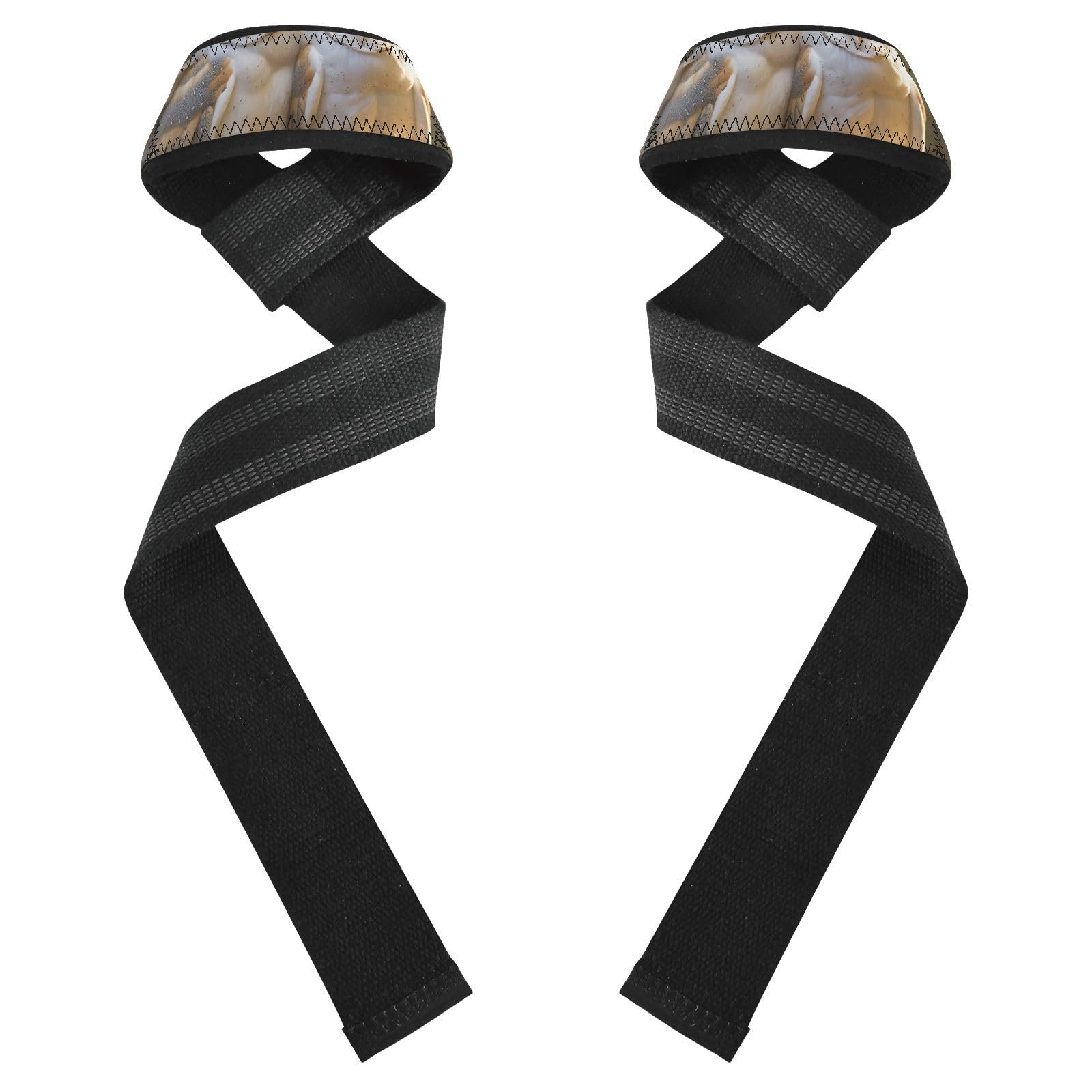 Nander Snowy Owl Wrist Straps for Weightlifting,Lifting Straps with Neoprene Cushioned Wrist Padded and Anti-Skid Silicone for Strength Training,Bodybuilding,Deadlifting