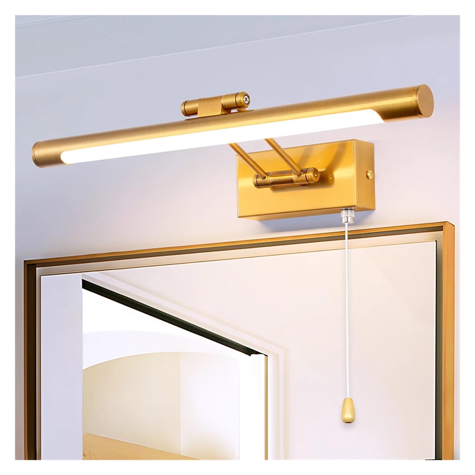 Applique da parete 8W, luce LED for specchio bagno con testa girevole e interruttore a strappo for lampade comodino camera letto(101A BS 495mm 4000k)