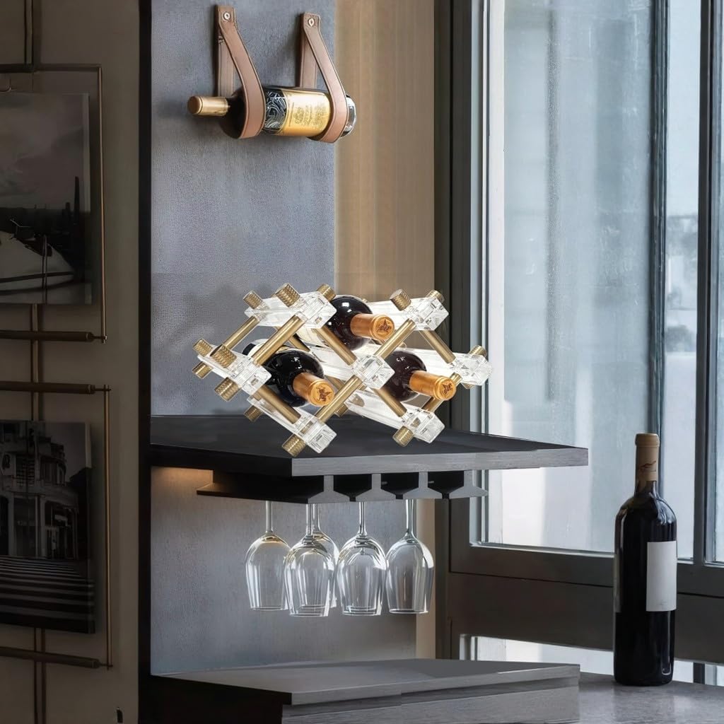 Countertop Bar Liquor Wine Bottle Holder Display Shelf, Wine Rack Organizer Storage Pantry Cabinet for Kitchen Decor