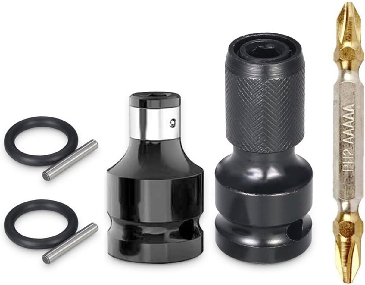Hex Ratchet Socket Impact Wrench Socket 1/2 Inch Square to 1/4 Inch Adapter Spanner Drive Converter Quick Release Tool Socket Sockets(1 Pcs Upgraded Set)