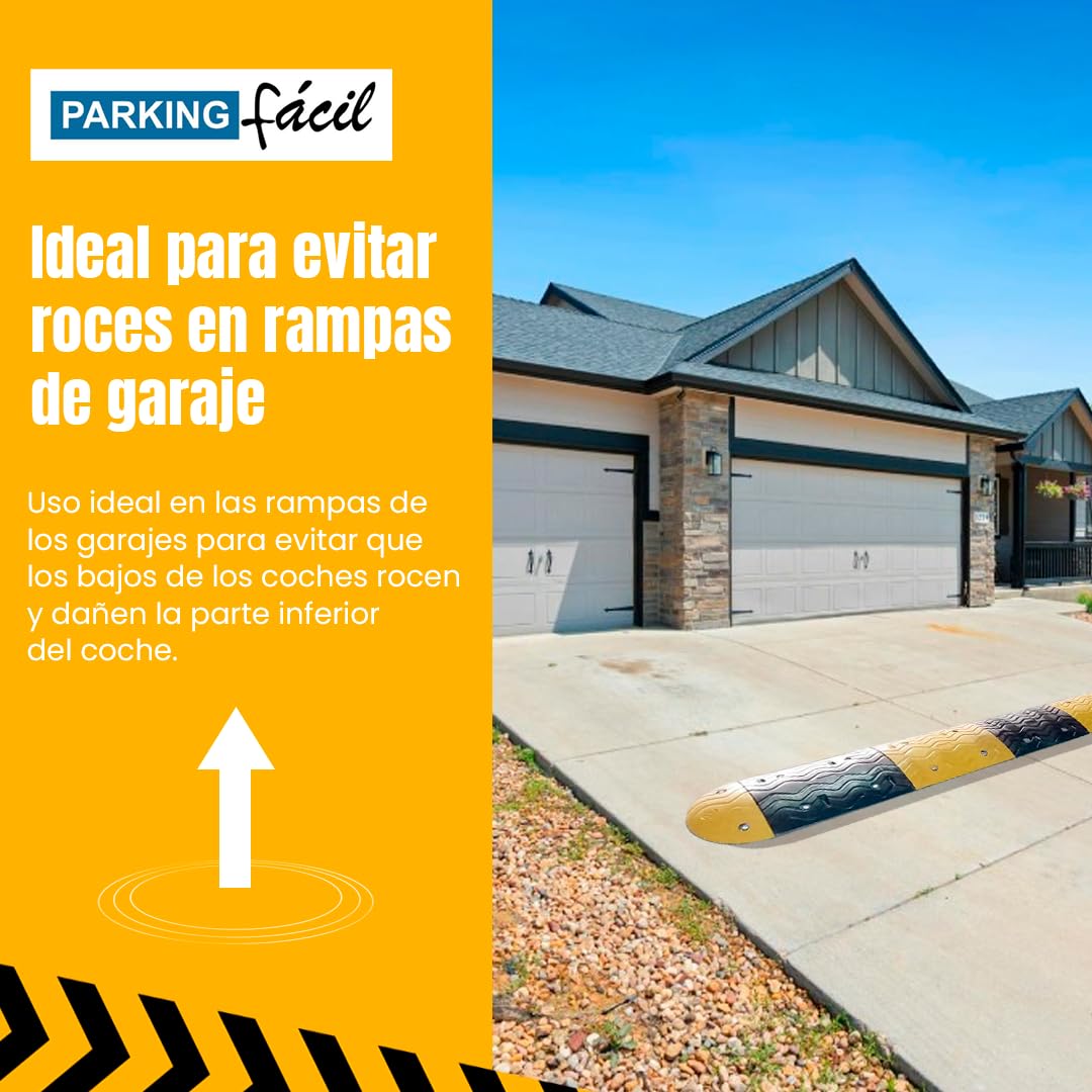 PARKING FÁCIL | Banda/Baden Reductor de Velocidad 1 Metro | Seguridad vial Profesional | Para Aparcamientos, Carreteras, Almacenes y Zonas de Tránsito | Modular, Duradera, Resistente | 2 Unidades