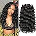 Produktbild MUSI Curly Hair Human Hair Deep Waves 8A Human Hair Bundles Brasilien Echthaar Tressen 12 14 16 Inch Virgin Hair Deep Weave Hair Bundles Brasilianische Haare Natural Color