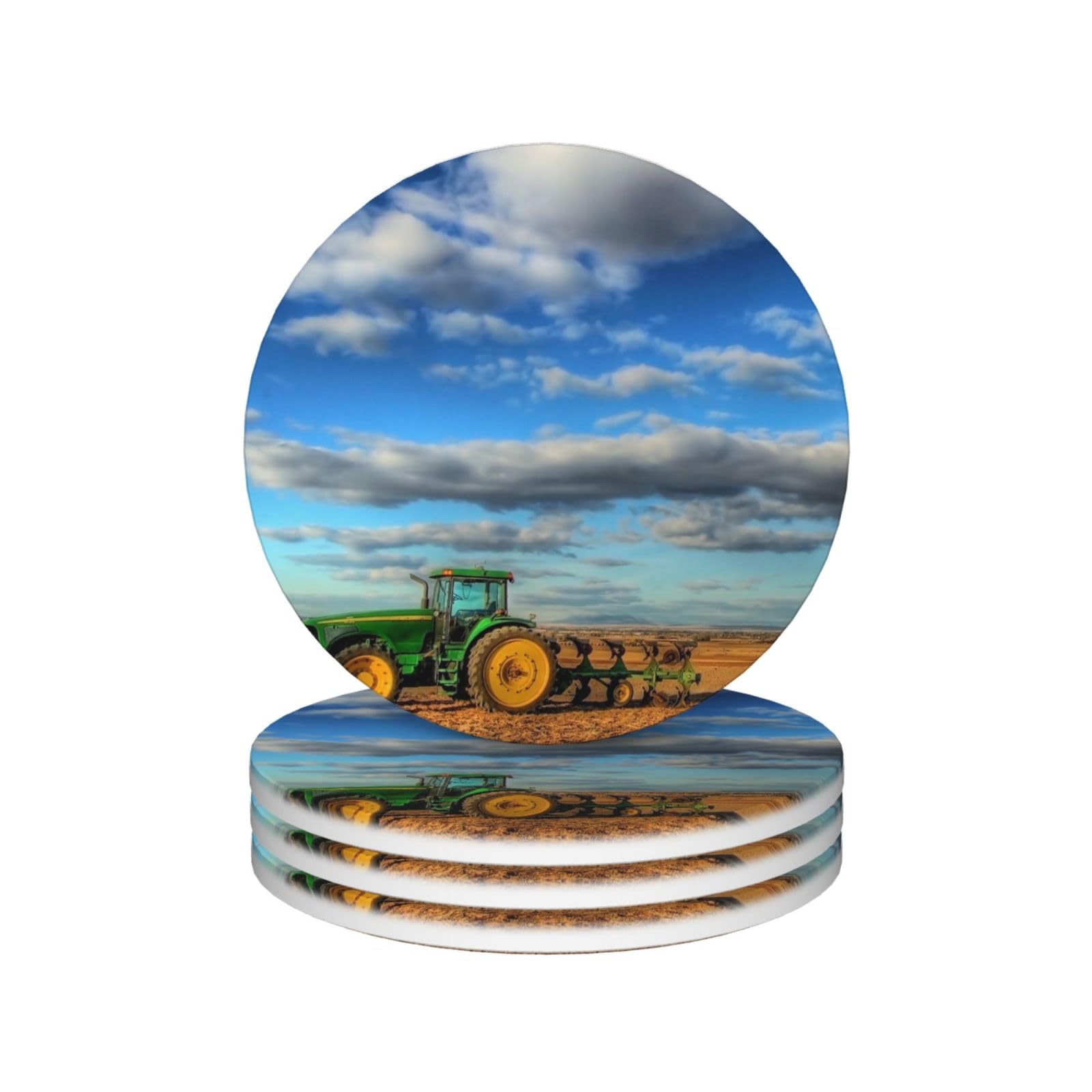 Sous-verres en céramique motif tracteur de ferme lot de 4 idée cadeau