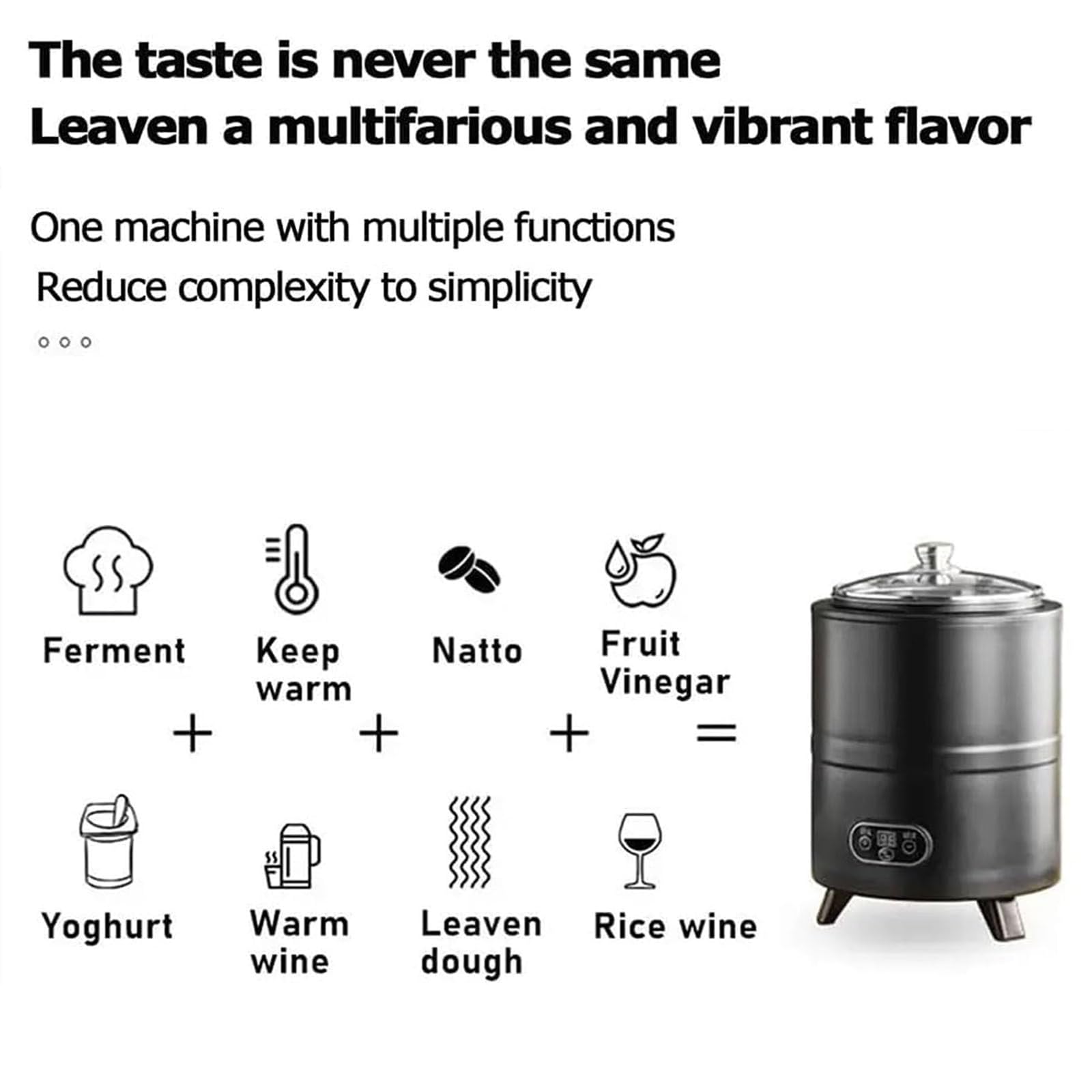 Máquina de yogur, tanque de fermentación automático de acero inoxidable con control de temperatura de 360°, temporizador para yogur casero y vinagre de frutas, capacidad de 8 litros para uso doméstico