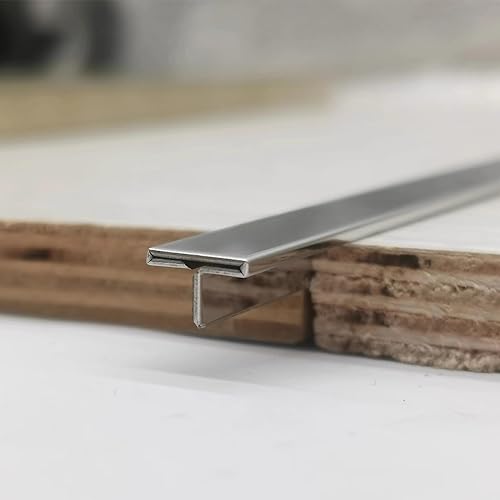 NUNETH Tiras de transición de acero inoxidable 304 para laminado, 2 barras de borde de umbral de 47.2 pulgadas de largo, tira de conexión de piso