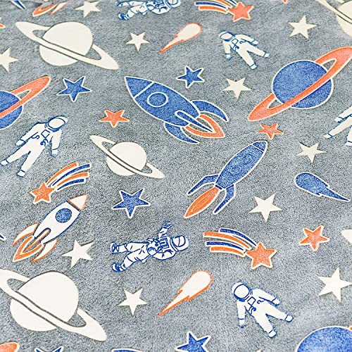 Image of Glow in The Dark Blanket Gifts for Toddler Kids Teen Girls|Bedroom Decor, Lightweight Throw Blankets|Soft Cozy Fluffy Luminous Throw Blanket - Grey Rocket