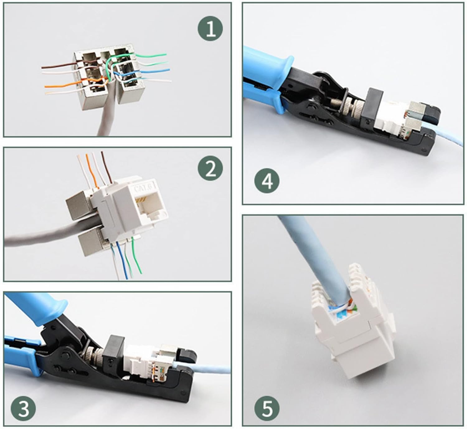Outils Keystone Pour Terminaison De Vitesse CoudéE, Pince à Sertir Rj45 Outil De PoinçOnnage Keystone Jack 90°/180 °, Outil De Terminaison De Vitesse Coudé Pour Modules RéSeau Cat5 Cat6