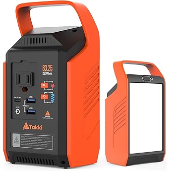 Takki Portable Camping Power Station with Lantern, 22500mAh Solar Generator with Peak 120W/110V AC Outlet USB Port, Laptop Charger Power Supply for Camping Home Emergency