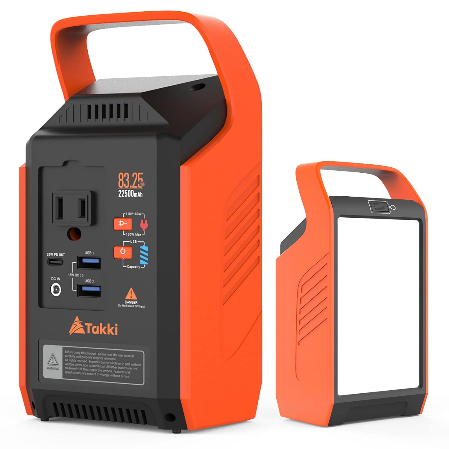 Takki 83Wh Portable Power Station Small Generator Power Bank with 110V Peak 120W AC Outlet Type-C USB Port and Camping Flashlight for Camping Home Use Emergency Battery Backup...